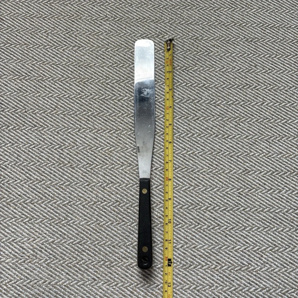 Vintage Stainless Steel Spatula Cake Made IN Japan Black  Handle